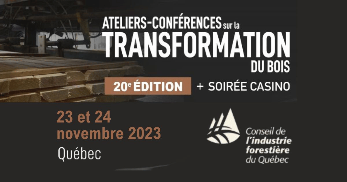 affiche de la conference du CIFQ sur la transformation du bois - novembre 2023